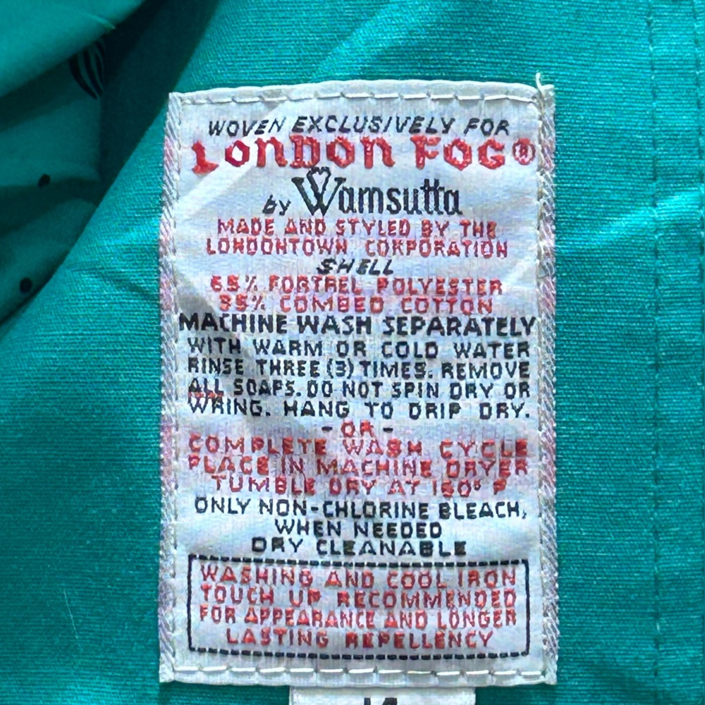 London Fog Vintage Green Women’s Trench Coat Size 14 - Picture 8 of 15